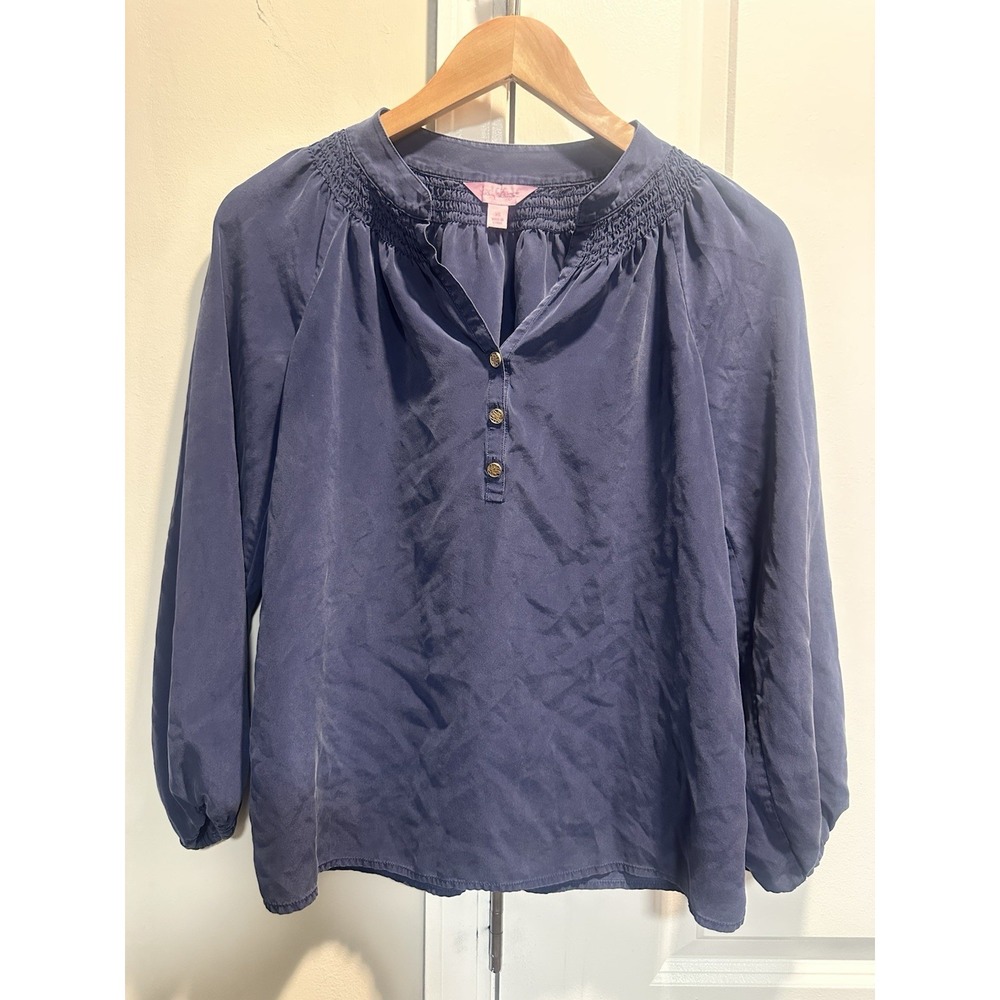 Lilly Pulitzer Blue Top 100% Silk XS